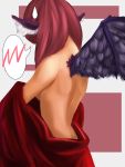  back blush embarrassed from_behind ghostshell0083 highres mystia_lorelei red_hair redhead short_hair solo sweatdrop touhou undressing wings 