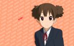  bow brown_hair k-on! pink_eyes school_uniform seifuku short_hair short_twintails solo suzuki_jun twintails 