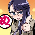  :o female glasses hair_ornament hairclip heartcatch_precure! ishida_akira long_hair open_mouth pointing precure purple_hair school_uniform solo tsukikage_yuri 