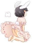  ass back barefoot black_hair bloomers bunny_ears dress inaba_tewi matyinging no_panties red_eyes solo touhou 