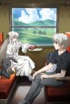  brother_and_sister candy casual cloud clouds gothic gothic_fashion highres kasugano_haruka kasugano_sora long_hair pocky short_hair siblings silver_hair sky socks stuffed_animal stuffed_toy twins yosuga_no_sora 