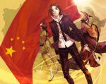  axis_powers_hetalia china_(hetalia) chinese_clothes crown dual_persona flag hanfu multiple_persona people's_republic_of_china_flag suncle 