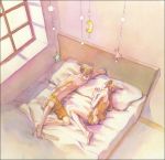  akiduki_isana bed blonde_hair brother_and_sister from_above kagamine_len kagamine_rin lying on_side short_hair siblings traditional_media twins vocaloid watercolor_(medium) 