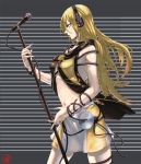  blonde_hair blue_eyes cable cd collar face headphones kitunen lily_(vocaloid) long_hair microphone microphone_stand midriff navel skirt solo very_long_hair vocaloid 
