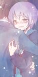  closed_eyes eik0 glasses grey_hair hug kyon nagato_yuki school_uniform short_hair suzumiya_haruhi_no_shoushitsu suzumiya_haruhi_no_yuuutsu tears yoshizoe_eiko 