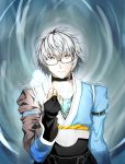  glasses grey_eyes jimitina male morichika_rinnosuke parody persona persona_4 silver_eyes silver_hair touhou white_hair 