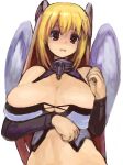  astraea blonde_hair breasts chain collar huge_breasts kasutaso red_eyes sora_no_otoshimono wings 