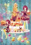  cake cupcake dress food heart highres macaron multiple_girls original red_hair redhead thigh-highs thighhighs wezn_rikka 