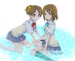  brown_hair hirasawa_ui hirasawa_yui k-on! nekomura_(eyepatch_neco) ponytail school_uniform short_hair siblings sisters submerged wet wet_clothes 