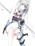  asymmetrical_hair bandages braid breasts flower gloves hair_flower hair_ornament kaine_(nier) kmikan lingerie negligee nier silver_hair underwear 