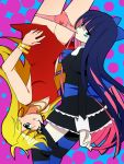  bad_id blonde_hair blue_eyes blue_hair bow hair_bow long_hair mouth_hold multiple_girls panties panty_&amp;_stocking_with_garterbelt panty_(character) panty_(psg) shacttainw smile stocking_(character) stocking_(psg) striped striped_legwear striped_thighhighs thigh-highs thighhighs underwear 
