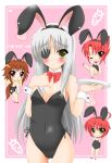  bare_legs bunny_ears bunnysuit censored chibi cinque dieci eyepatch flat_chest highres kannagi_tsukasa long_hair mahou_shoujo_lyrical_nanoha mahou_shoujo_lyrical_nanoha_strikers nove numbers_(nanoha) rabbit_ears silver_hair wendi yellow_eyes 