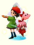  adeleine beret black_eyes black_hair blue_eyes bow chuchu_(kirby) fairy fairy_wings hair_bow hat hoshi_no_kirby hoshi_no_kirby_3 hoshi_no_kirby_64 kirby&#039;s_dream_land_3 kirby_(series) kirby_64 paint paintbrush palette pink_hair pira piranosuke ribbon_(kirby) short_hair wings 