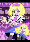  blonde_hair blue_eyes bow dress hair_bow hairband kanchikinps letterboxed open_mouth panty_&amp;_stocking_with_garterbelt parody shanghai shanghai_doll smile style_parody touhou 