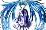   blue_hair hatsune_miku long_hair polychromatic suit necktie twintails vocaloid white  