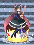  bow cake dress food fork green_eyes hair_bow long_hair multicolored_hair panty_&amp;_stocking_with_garterbelt sitting solo stocking_(character) stocking_(psg) striped striped_legwear striped_thighhighs thigh-highs thighhighs two-tone_hair vector very_long_hair 