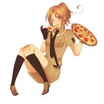 axis_powers_hetalia food genderswap military military_uniform northern_italy_(hetalia) pizza solo uniform 