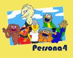  bert big_bird buttons cookie_monster cosplay crossover cujo dress_shirt elmo ernie grover hanamura_yousuke hat headphones headphones_around_neck jacket kujikawa_rise narukami_yuu oscar_the_grouch parody persona persona_4 satonaka_chie scar school_uniform serafuku sesame_street seta_souji shirogane_naoto shirt tank_top tatsumi_kanji trashcan trashcan_lid twintails 