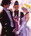  closed_eyes couple dress flower gloves highres holding_hands kikuchi_daisuke nia_teppelin official_art robe rossiu scan simon smile tengen_toppa_gurren_lagann tuxedo veil wedding wedding_dress 