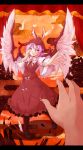  ayagi_daifuku fingernails hands hat letterboxed long_fingernails mystia_lorelei outstretched_arm outstretched_hand pink_hair pov purple_eyes solo tears touhou wings 