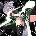  favfavver2 ghost green_eyes hairband highres katana konpaku_youmu konpaku_youmu_(ghost) myon short_hair silver_hair solo sword touhou weapon 