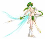  armor blue_eyes boots breasts cleavage dragon_quest dragon_quest_iv green_hair helmet heroine_(dq4) matsumo shield short_hair solo spoilers sword weapon wings 