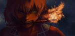  face fire green_eyes mizuhashi_parsee mouth_hold nose plus-kitsch portrait short_hair slit_pupils solo teeth torch touhou vinland_saga 