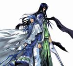  blue_eyes blue_hair eclps gyokutei_shinjin houshin_engi long_hair male polearm robe trident weapon youzen 