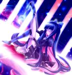  dress dutch_angle green_eyes hair_bow kagomesarrow legs long_hair multicolored_hair panty_&amp;_stocking_with_garterbelt sitting sock_pull solo stocking_(character) stocking_(psg) striped striped_legwear striped_thighhighs thigh-highs thighhighs two-tone_hair very_long_hair 