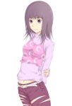  belt itsuwa jeans moshimo purple_hair shirt short_hair sweater to_aru_majutsu_no_index violet_eyes 