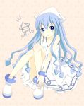  blue_hair chico152 dress hat ikamusume long_hair shinryaku!_ikamusume solo squid tentacle_hair tentacles 