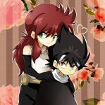  black_hair desshii_(oimo) detached_sleeves green_eyes hiei kurama long_hair male oimo_(pixiv) red_eyes red_hair redhead short_hair smile yu_yu_hakusho yuu_yuu_hakusho 