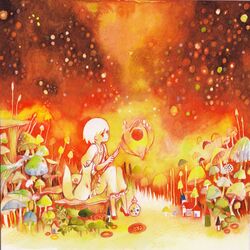  abstract bloomers mushroom nihi_(sorakarasu) original sitting tiny_houses traditional_media watercolor_(medium) 