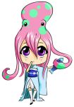  fan:dom fish japanese_clothes kneehighs mascot octo-girl octopus simple_background solo spots teles_lauzon violet_eyes 
