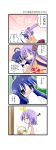  ahoge aotan_nishimoto blue_hair blush comic green_eyes hiiragi_kagami hiiragi_tsukasa izumi_konata long_hair lucky_star purple_hair translated 