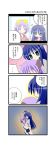  ahoge aotan_nishimoto blush comic hiiragi_kagami hiiragi_tsukasa hug hug_from_behind izumi_konata lucky_star translated 