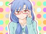  blue_hair brown_eyes glasses idolmaster kisaragi_chihaya long_hair punto 