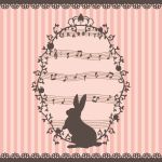  apple bunny knight/night lace music musical_notes original pink rabbit silhouette striped treble_clef 