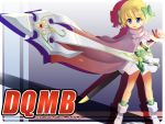  bianca&#039;s_daughter blonde_hair blue_eyes boots bow cape dragon_quest dragon_quest_v gloves hair_bow huge_weapon magic short_hair skirt sword tenjou_ryuka wallpaper weapon 