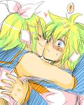  blonde_hair blue_eyes blush brother_and_sister closed_eyes heart hug incest kagamine_len kagamine_rin kiss lowres ryou_(fallxalice) siblings smile twincest twins vocaloid 