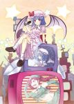  controller crossed_legs gin'ichi_(akacia) ginichi hat hong_meiling long_hair red_eyes red_hair redhead remilia_scarlet remote_control sitting television touhou wings 