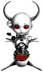  fuumi_(black) highres horns motor_vehicle motorcycle red_eyes robot vehicle 