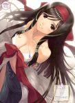  black_hair breasts cleavage from_above hair_ribbon highres jewelry kaguya_(shining_hearts) long_hair necklace ribbon shining_(series) shining_hearts shining_world solo taka_tony 