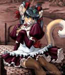  bow dr_comet furry long_hair maid skirt tail thigh_highs twintails uniform 