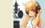   ashito_oyari blush catgirl flat_chest headphones highres loli long_hair nekomimi wallpaper  