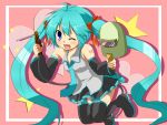  detached_sleeves hatsune_miku solo thigh-highs twintails vocaloid wink 