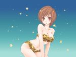 1girl brown_eyes brown_hair cleavage horns lum_(cosplay) meiko short_hair tagme urusei_yatsura vocaloid