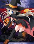   blush flat_chest halloween hat highres loli long_hair thigh_highs witch  
