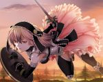  elbow_gloves fantasy_earth_zero gothic miogrobin red_eyes short_hair skirt solo sword thigh_highs thighhighs weapon 