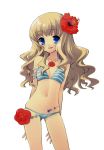    bikini blush flat_chest flower highres long_hair noizi_itou   